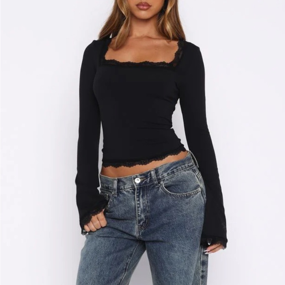 ✨WHITE FOX Boutique Queen Of Hearts Long Sleeve Top Black✨